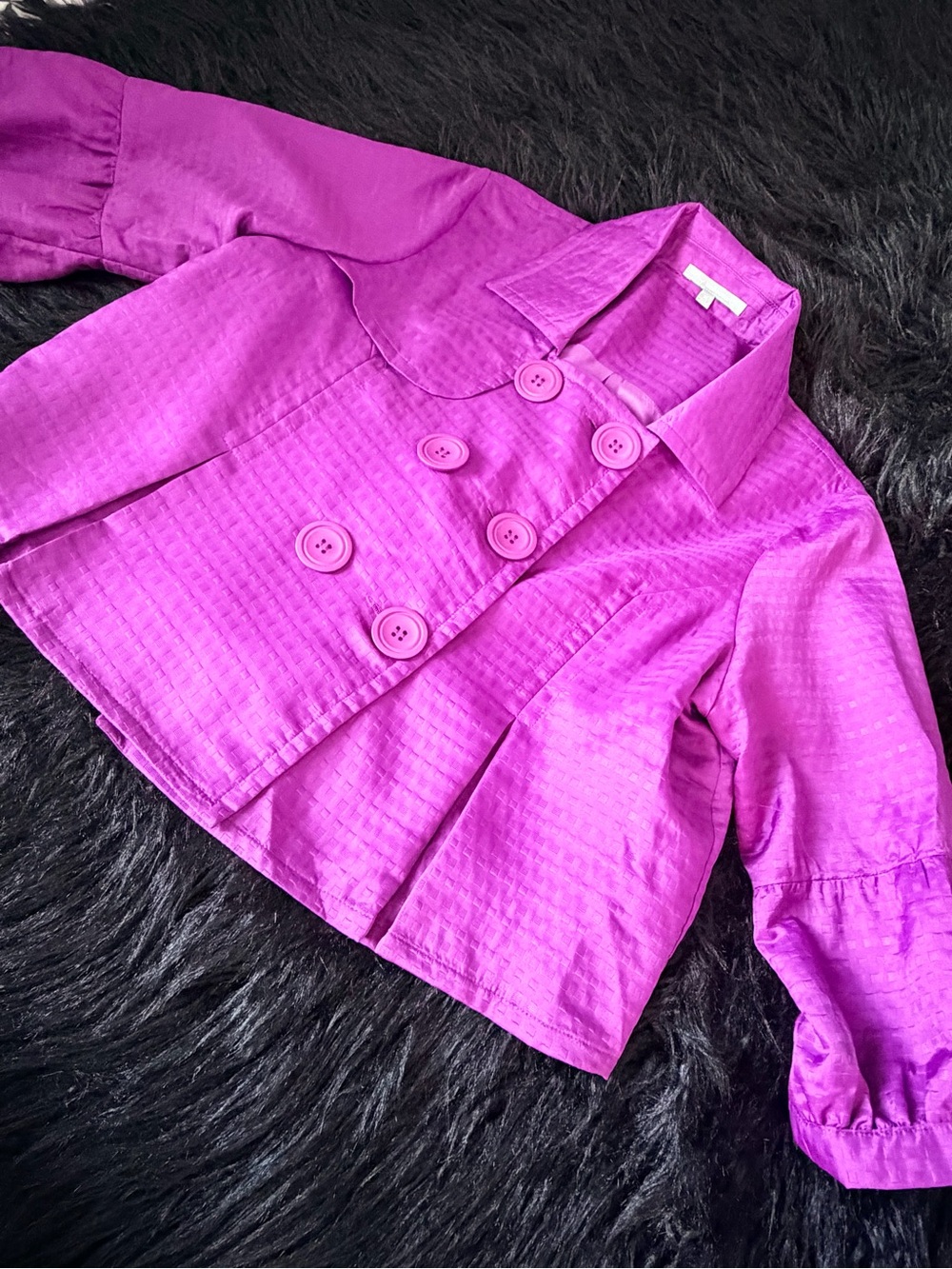 NY Collection Bright Purple Double-Breasted Peplum Jacket